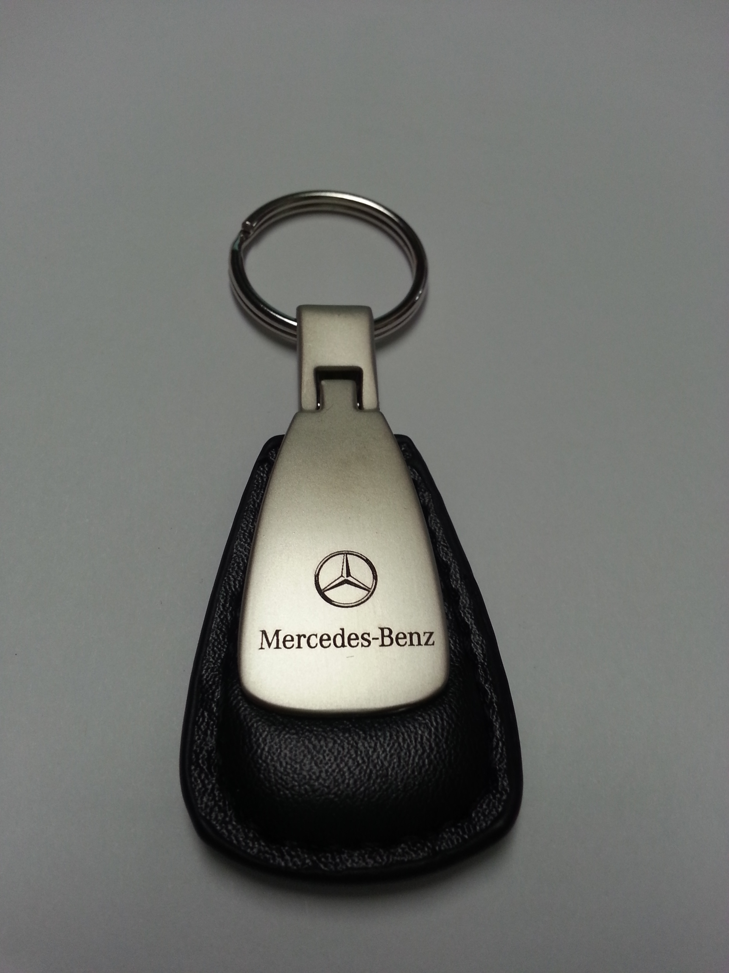 Mercedes Benz Black Leather Teardrop Keychain  