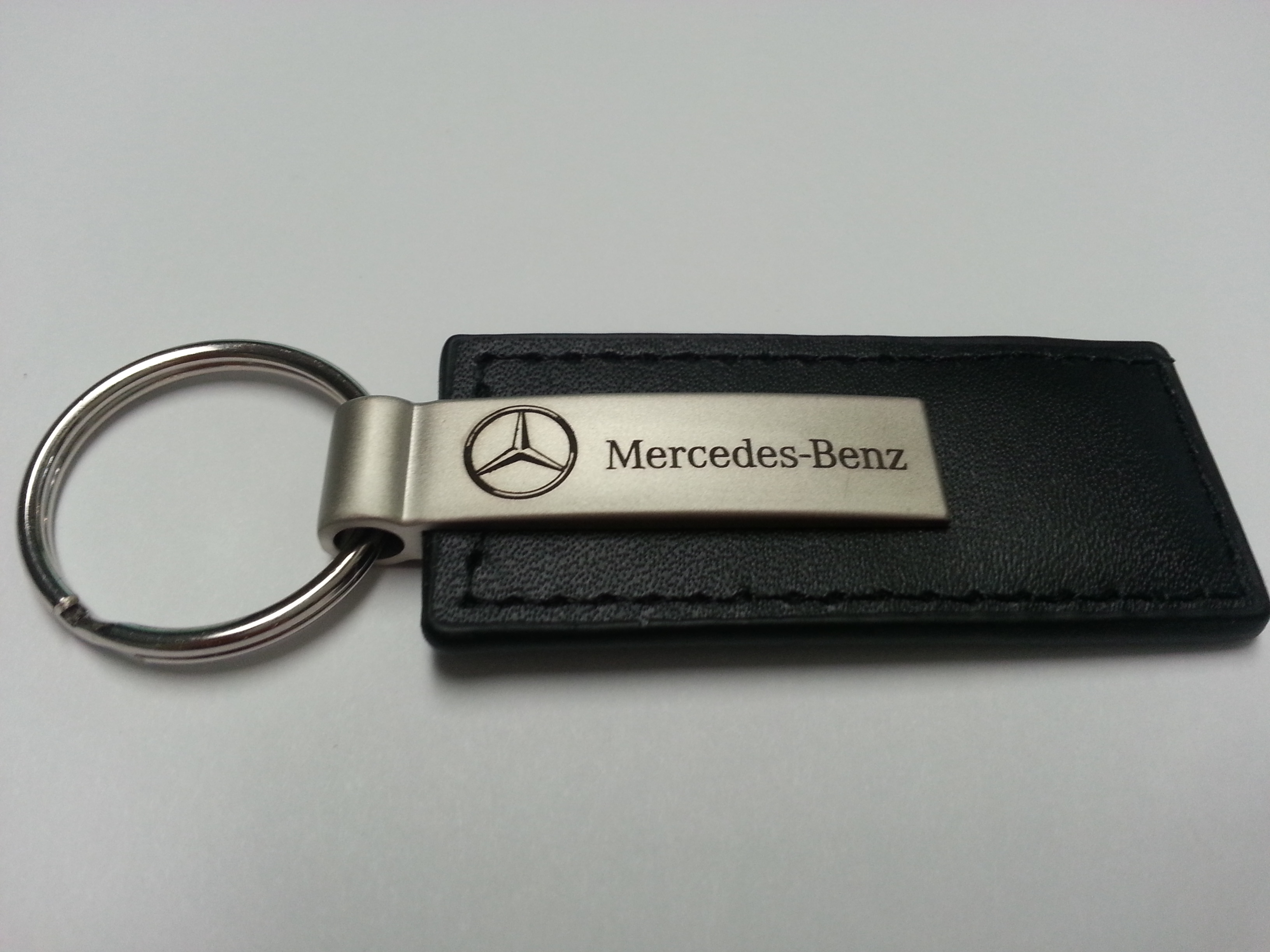 Mercedes Benz Black Leather Keychain 