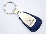 Mercedes Benz Blue Leather Teardrop Keychain 